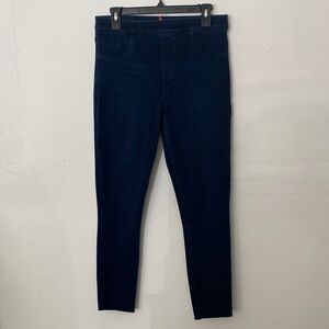 Women’s Dark Wash JeggingsPull-On High Waist Stretch Denim Leggings Faux Pockets